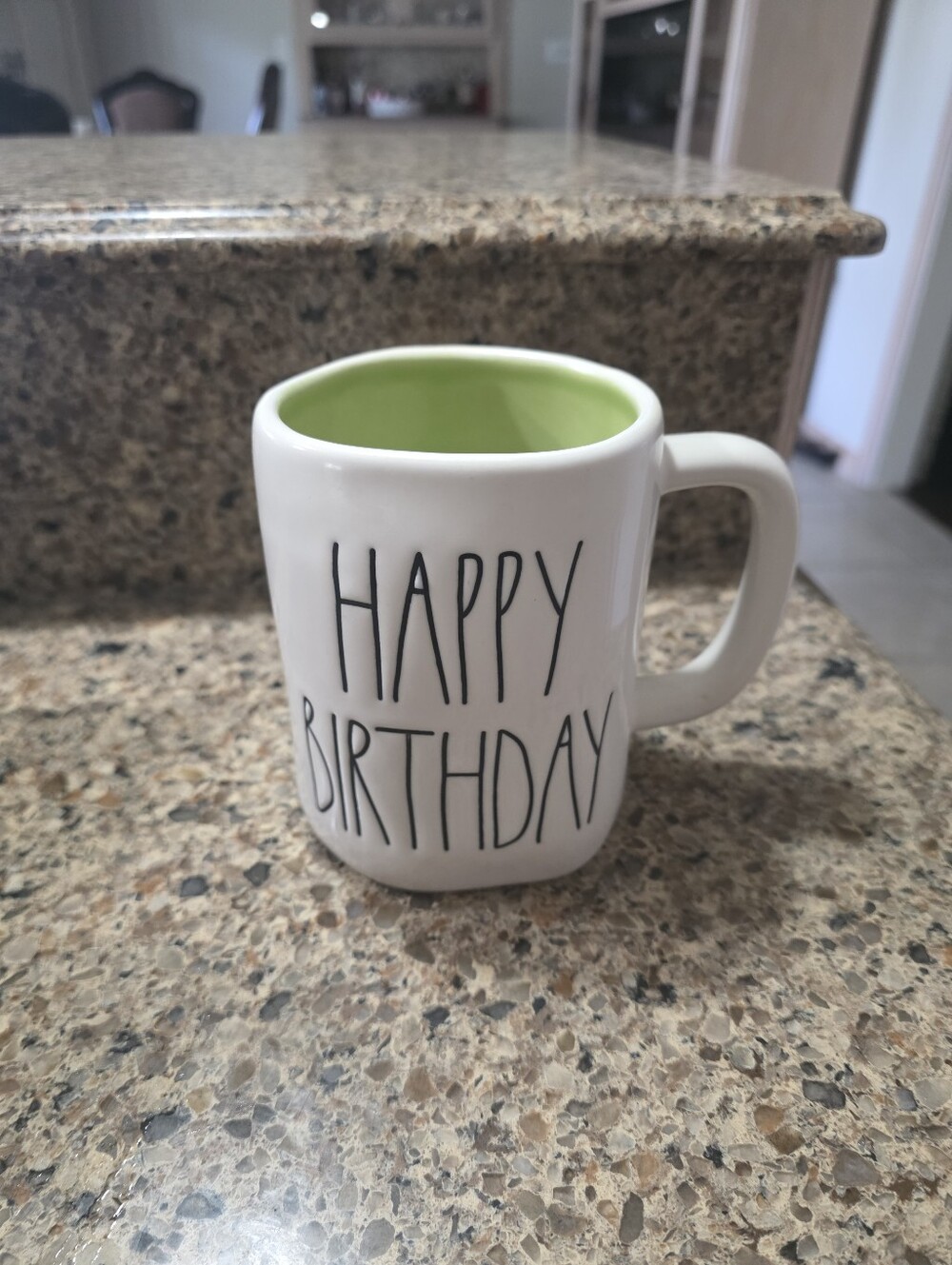 Happy Birthday Ceramic Mug with Lime Green Interior